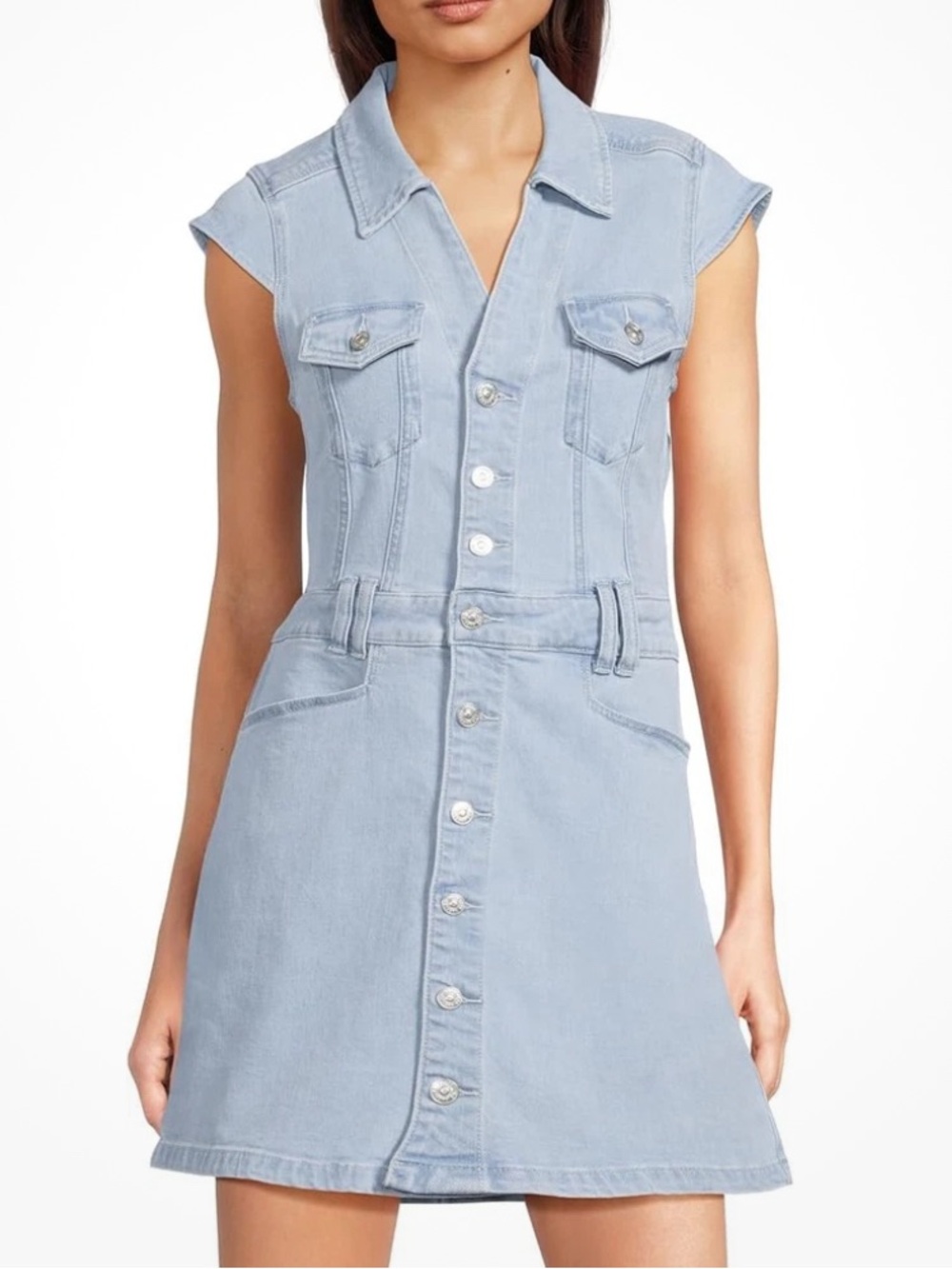 PAIGE Denim Light Talya Wash Jaxyn Dress Jolene Pocket Size 10 NWOT!